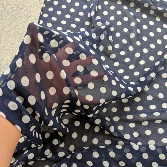 SKIRT Navy with all over white poka dots Hi/Low - Picture 6 of 8